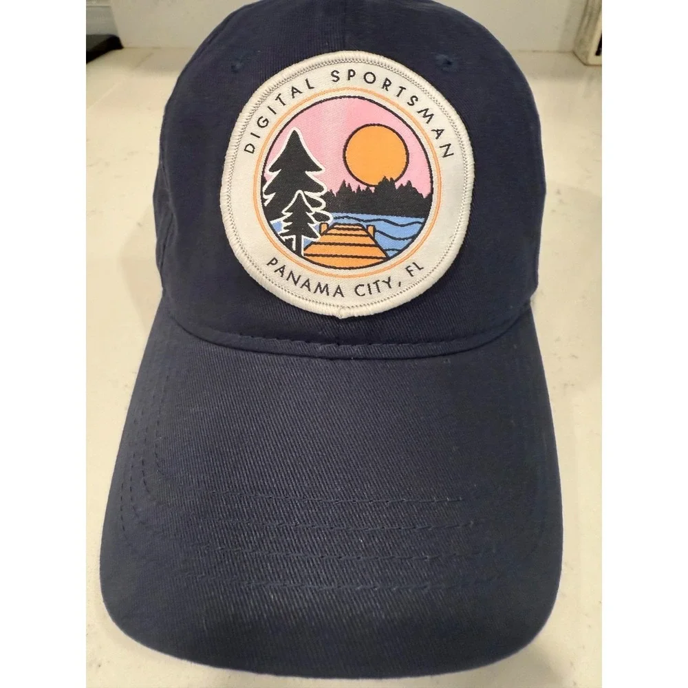 Digital Sportsman Panama City FL Hat The Game Navy Blue Strapback Cap Sunset Pat